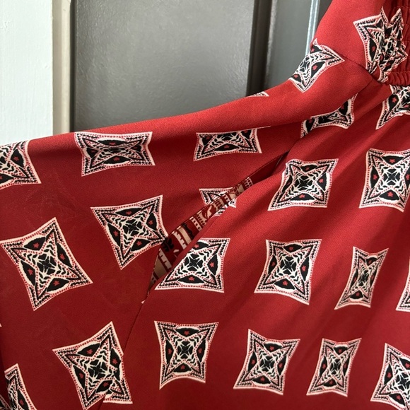 Band of Gypsies Handkerchief Scarf Print Asymmetrical Midi Red Boho Sun Dress - Picture 8 of 8